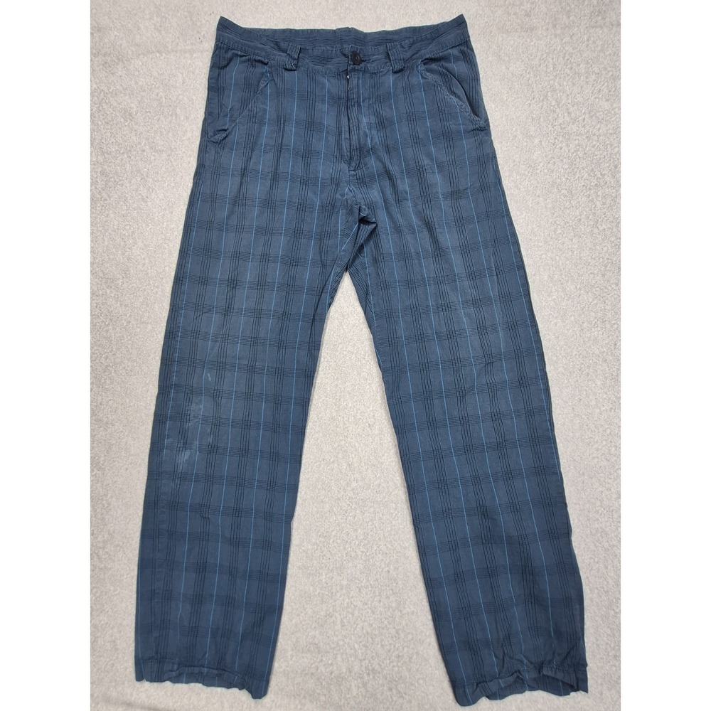 Helly Hansen Pants Mens 34 Blue Grey Plaid Flat Front Golf Chino Trousers
